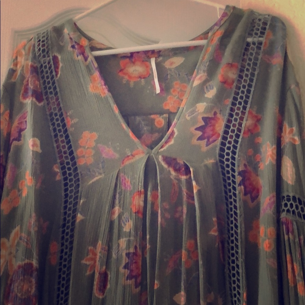 Free People Floral flowery top